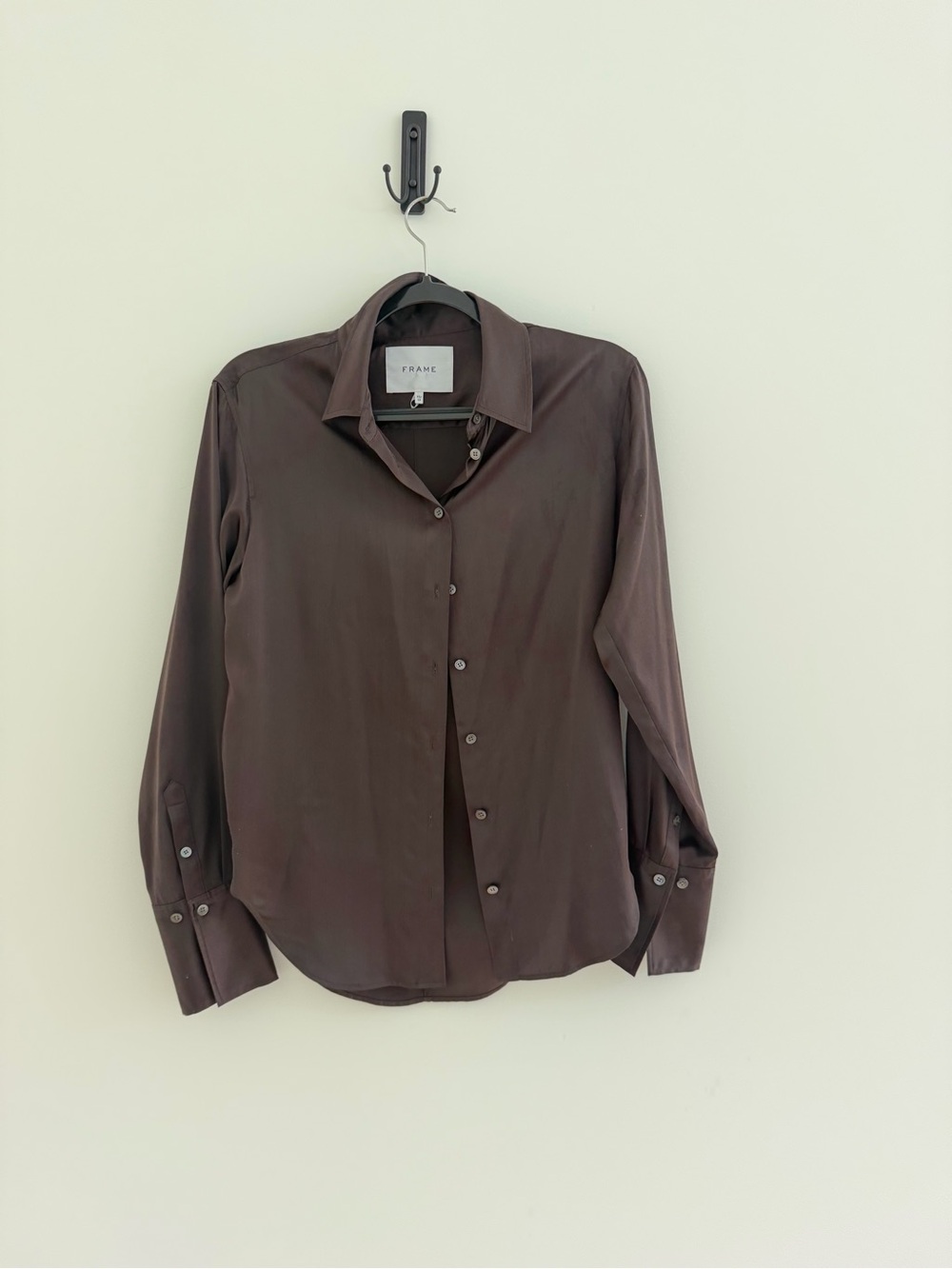 Frame silk Brown Button-Up Shirt
